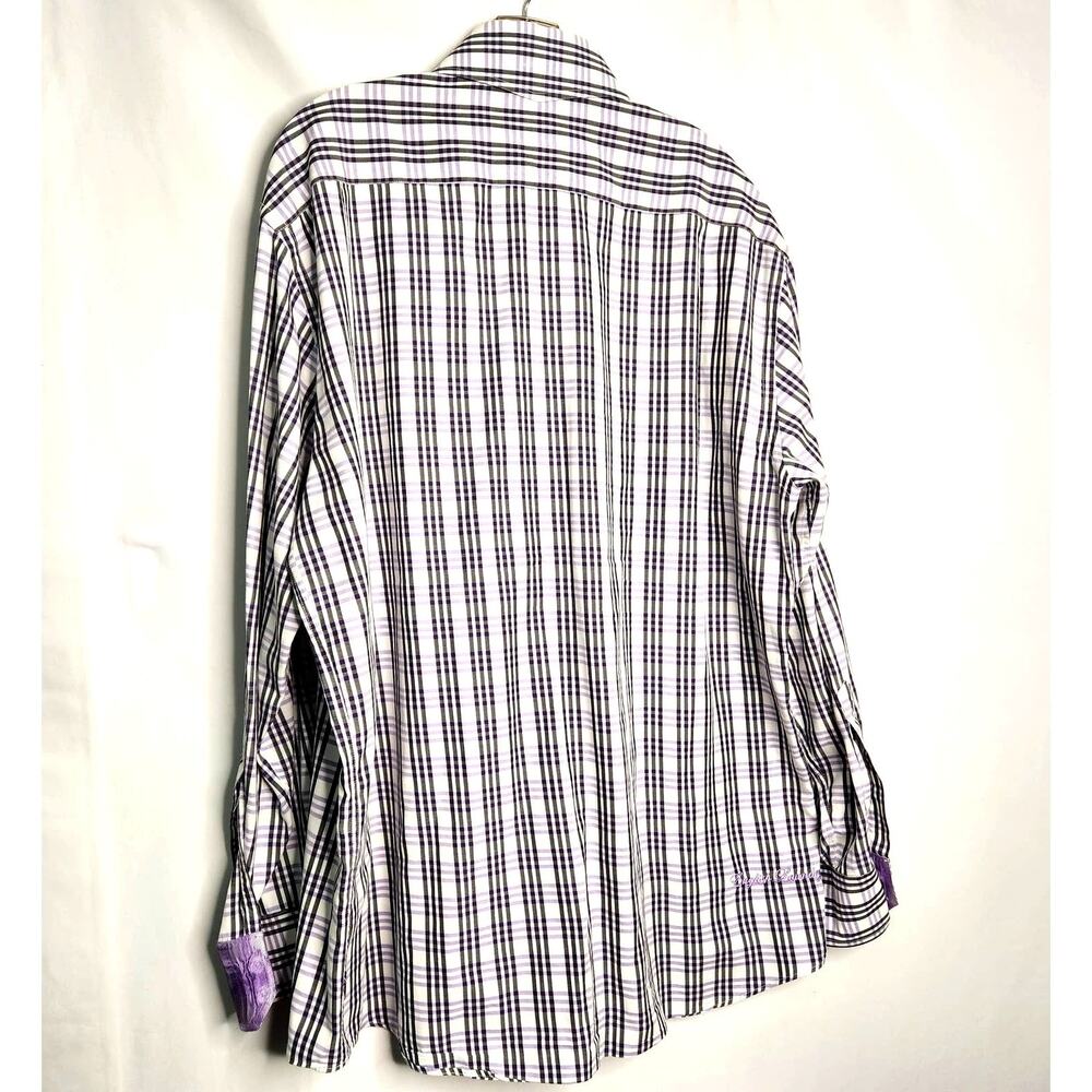 English Laundry by Christopher Wicks Cotton Shirt Size 17.5, 34/35 Purple Plaid - Picture 13 of 16